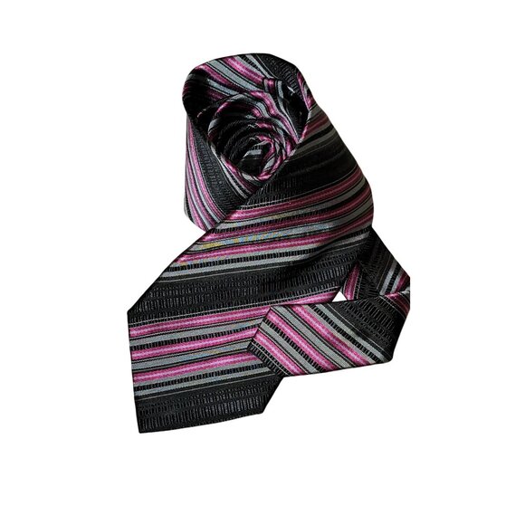 VTG Versa Milan New York 100% Silk Handmade Striped Tie - Picture 1 of 5